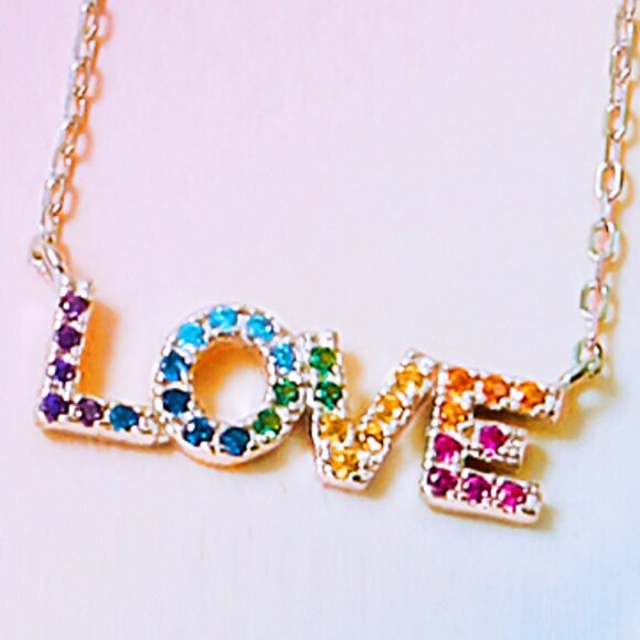 LOVE multicolor Gemstone Necklace, Charmed Aroma Rainbow Necklace Collection - Picture 1 of 6